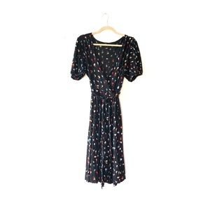 Only Hearts Black Summer Floral Wrap Dress 100% Rayon